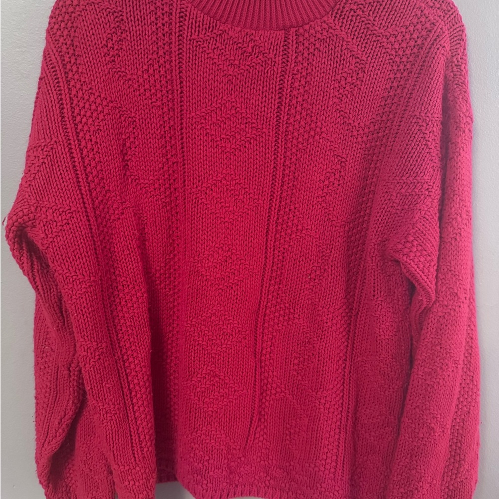 Vintage 80s/90s Bobbie Brooks Red Cable Knit Sweater